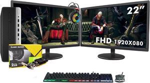 HP ProDesk 600 G3 SFF Desktop - New Dual 22-inch FHD Monitor, Intel Core i5-6th Gen, 32GB RAM, 1TB SSD, GT 1030, Win 10 Pro, Gaming Headset - Gaming PC