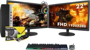 HP ProDesk 600 G3 SFF Desktop - New Dual 22-inch FHD Monitor, Intel Core i5-6th Gen, 32GB RAM, 512GB SSD, GT 1030, Win 10 Pro, Gaming Headset - Gaming PC