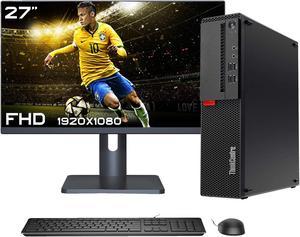 Lenovo ThinkCentre Desktop Small Form, 27" FHD Monitor, Intel Core i7 6700 ( @3.4GHz upto 4.0GHz ), 16GB DDR4 RAM, 512GB SSD Hard Drive, WiFi, BT, Windows 10 Pro, Keyboard & Mouse - Black