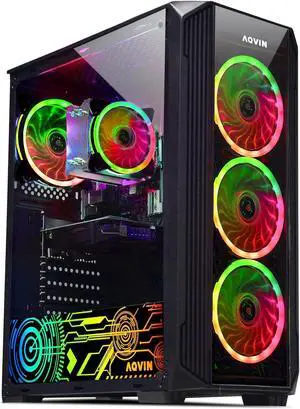 AQVIN Tower Gaming Desktop Computer PC - Windows 11 Pro - Intel i7 8 core Processor upto 4.70 GHz - GTX 1650 4GB GDDR5 Gamers Card - 512GB SSD - 32GB DDR4 RAM - WiFi - RGB Gaming Keyboard & Mouse