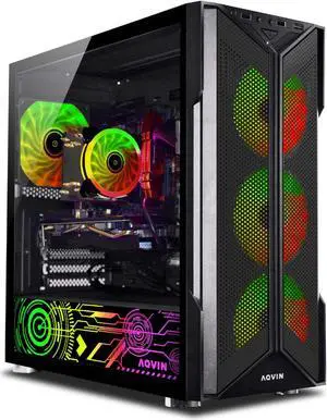 AQVIN AQ20 Gaming PC Tower Computer - Intel Hexa-Core i7 Up to 4.60 GHz | NVIDIA GeForce RTX 5060 8GB GPU | 32GB RAM | 1TB NVMe SSD | Windows 11 Pro Desktop Computer | Built-in WIFI - 1 year Warranty