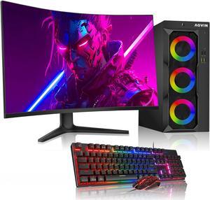 AQVIN Gaming Computer Desktop PC - Intel Core I7 Processor Up to 4.20 GHz - 27-inch Curved gaming Monitor - GeForce GTX 1650 GDDR5 4GB Graphics Card - 32GB RAM- 1TB SSD(1000GB) - WiFi - Windows 10 Pro