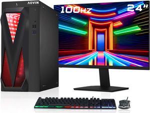 AQVIN InfinityLite Gaming Desktop PC Windows 10 Pro Tower Computer - Quad Core I7 Processor Up to 4.00GHz | Radeon RX 550 4GB | 32GB DDR4 RAM | 1TB SSD | 24-Inch FHD Monitor | Gaming Keyboard Mouse