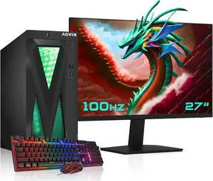 AQVIN - InfinityLite Gaming Computer Desktop PC Tower Windows 10 Pro - Intel Core I7-6700 CPU Up to 4.00GHz | GeForce GTX 1050Ti 4GB GPU | 32GB DDR4 RAM | 1TB SSD | 27-Inch FHD Monitor - Black