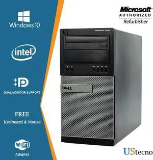 Dell Optiplex 7010 Tower Desktop Intel Core i5 3470 16GB New 256GB SSD DVD Windows 10 Professional New Free Keyboard, Mouse,Power cord,WiFi Adapter
