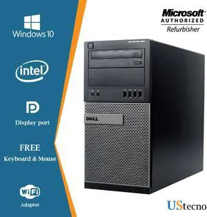 Dell Optiplex 990 Tower Desktop Computer Intel Core i5 2400 8GB 500GB HDD DVD Windows 10 Home New Free Keyboard, Mouse,Power cord,WiFi Adapter