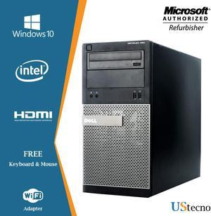 Dell Optiplex 390 Tower Computer Intel Core i3 2100 4GB 250GB HDD DVD Windows 10 Professional New Free Keyboard, Mouse,Power cord,WiFi Adapter