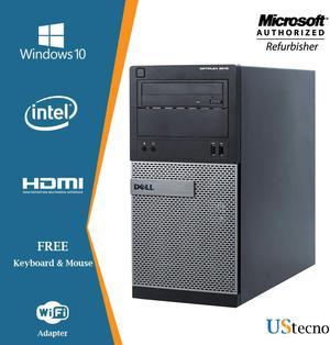 Dell Optiplex 3010 Tower Desktop Computer Intel Core i5 3470 8GB 250GB HDD DVD Windows 10 Home New Free Keyboard, Mouse,Power cord,WiFi Adapter