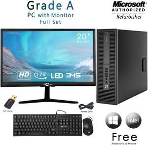 Grade A -HP  600 G2 SFF Compact Desktop with 20 Inch Tecnii  Monitor Intel  i5 6500 @3.40Ghz (Upto 3.60 Ghz) 8GB Memory 500GB HDD  /Win 10 Pro /Free Keyboard & Mouse with Wifi Adapter