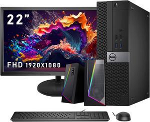 Dell Optiplex Desktop Computer PC Small Form Factor | Intel Core i7 -  6th Gen Processor upto (4.00 GHz) | 16GB DDR4 RAM - 512GB SSD | New 22" inch  Monitor| WiFi, RGB Speaker, HDMI, Win 10 Pro.