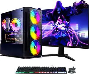 AQVIN - AQ10 Gaming PC - Windows 10 Pro - Intel I7 Up to 3.90GHz  - GeForce GTX 1630 4GB - 32GB RAM - 2TB SSD - 24 -Inch Curved Gaming Monitor - Windows 10 Pro