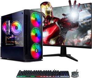 Gaming Desktop PC - AQ10 AQVIN - Intel Core I7 Processor Up to 3.9GHz - GeForce GTX 1660 Super 6GB - 1TB Fast Boot SSD - 32GB Memory- 24 -Inch Curved Gaming Monitor- Win 10 Pro