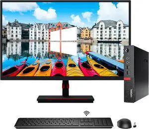 Lenovo ThinkCentre M910q Mini High-Performance Windows 10 Pro Desktop Computer Tiny PC - Intel Core i5 6500T 16GB DDR4 RAM 256GB NVMe SSD 22inch Monitor WIFI Wireless Keyboard & Mouse