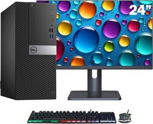 Dell OptiPlex Desktop PC Mini Tower Business Computer System | Intel Core i5 CPU | 16GB RAM | 512GB NVMe SSD | Windows 10 Pro|  24 inch FHD Monitor | Built-in WIFI | RGB Keyboard & Mouse