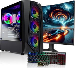 AQVIN - AQ30 Gaming PC Tower Computer - RGB | 27-inch Curved Gaming Monitor | Intel Core I7 CPU Up to 4.00GHz| AMD RX 580 8GB Graphics Card | 32GB DDR4 RAM | 1TB SSD | Windows 10 Pro -1 Year Warranty