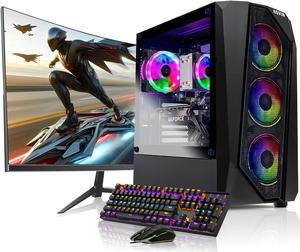 AQVIN - AQ30 Gaming PC Tower Computer - RGB | 27-inch Curved Gaming Monitor | Intel Core I7 CPU Up to 4.00GHz| AMD RX 580 8GB Graphics Card | 32GB DDR4 RAM | 2TB SSD | Windows 10 Pro -1 Year Warranty