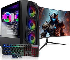 AQVIN - AQ30 Gaming PC Desktop Tower Computer - Core I7 CPU Up to 4.00 GHz - GeForce RTX 3050 6GB GDDR6 GPU - 32GB RAM - 1TB SSD - Windows 10 Pro - 27-Inch Curved Gaming Monitor - 1 Year Warranty