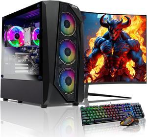 AQVIN AQ30 Gaming PC Windows 10 Pro Tower Computer - Intel quad Core I7 Up to 4.00 GHz | GeForce RTX 3060 12GB Graphics Card 27-inch Curved Gaming Monitor | 32GB DDR4 RAM | 1TB SSD | Built-in WIFI