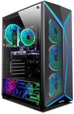 AQVIN AQ80 Gaming PC - Intel Hexa-Core i7 Up to 4.60 GHz | NVIDIA GeForce RTX 5060 8GB GPU Card | 32GB DDR4 RAM | 1TB NVMe SSD | Windows 11 Pro Desktop Computer | Built-in WIFI - 1 year Warranty