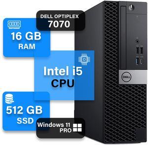 DELL Optiplex 7070 SFF High-performance Business Desktop PC - Intel Core i5 8500, 16GB DDR4 RAM, 512GB NVMe SSD, Windows 11 Pro - Black