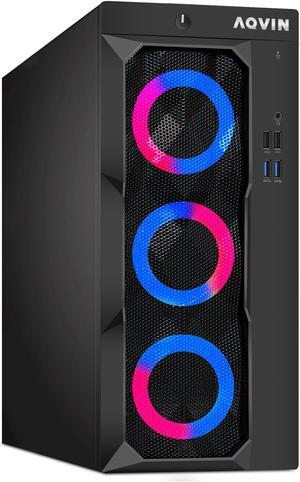 AQVIN LuminaRings Gaming PC Desktop, Intel Core I7, GTX 1050Ti Graphics Card, 1TB SSD, 32GB DDR4 RAM, Windows 10 Pro