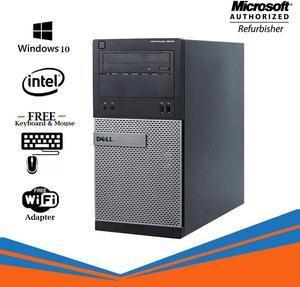 Dell Optiplex 3010 Tower Computer Intel Core i5 3470 8GB 250GB HDD DVD Windows 10 Home New Keyboard, Mouse,Power cord,WiFi Adapter