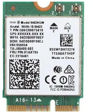 HighZer0 Electronics Wireless-AC 9462 Legacy Wi-Fi Adapter | 433Mbps WiFi with Bluetooth 5.1 | 2.4GHz & 5GHz Network Card | Requires 8-9th Gen Intel CPU | 9462NGW Wireless Adapter
