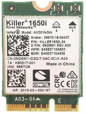 Killer Series for Intel AX1650i WiFi 6 Gaming Adapter Upgrade | CNVio2 M.2 WiFi Card | 2.4 Gbps WiFi for PCs | Bluetooth 5.2 Supported | Designed for Intel 10th Gen and Later CPUs