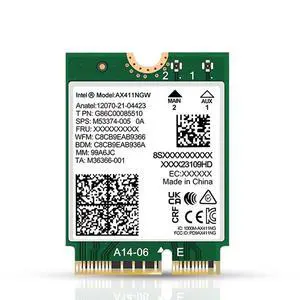 Intel AX411 Double Connect WiFi 6E  (Gig+) CNVio2 Tri Band 2.4/5/6GHz Wireless Adapter AX411NGW 802.11ax 2.4Gbps Bluetooth 5.3 No vPro