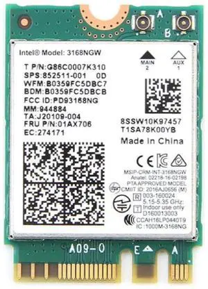 Legacy M.2 Wi-Fi Adapter for Intel 3168 Wireless-AC | 433Mbps WiFi with Bluetooth 4.2 | 2.4GHz & 5GHz Network Card | Works with Intel, AMD, Linux & Windows | 3168NGW Wireless Adapter