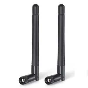 Black 3dBi Dual Band Signal Booster Mini Wi-Fi Antennas (2.4GHz/5GHz-5.8GHz) with RP-SMA Male Connector for Wireless Camera, Router, Hotspot - 2 Pack Black 3dBi Dual Band Signal Booster Mini Wi-Fi Antennas (2.4GHz/5GHz-5.8GHz) with RP-SMA Male Connector for Wireless Camera, Router, Hotspot - 2 Pack