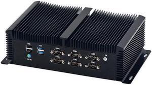 HUNSN Fanless Industrial Computer, IPC, Mini PC, I7 9750H, IM11, Windows 11 / Linux Ubuntu, 6 x COM, PS/2, 4 x USB3.0, 4 x USB2.0, GPIO, 2 x LAN, 3 x HDMI, 8G RAM 128G SSD