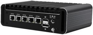 Micro Firewall Appliance, Mini PC, Intel J6413, HUNSN RJ27, pFsense Plus, Mikrotik, OPNsense, VPN, Router PC, AES-NI, 5 x Intel 2.5GbE I226-V LAN, 2 x COM, Type-C, HDMI, DP, 4G RAM, 32G SSD