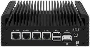 Micro Firewall Appliance, Mini PC, HUNSN RJ43, Intel Alder Lake-N 12th Gen N100, VPN, Router PC, 4 x 2.5GbE I226-V, 2 x HDMI,  DP, TF, Type-C, Barebone, NO RAM, NO Storage, NO System