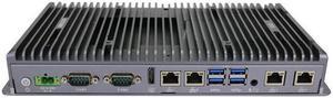 HUNSN Fanless Mini PC, Industrial Computer, IPC, IX02, Intel Core I3 10110U, Windows 11 or Linux Ubuntu, TPM2.0, 9-36V, Watchdog, WOL, 4G supported, 4 x LAN, 4 x COM, 8G RAM, 128G SSD