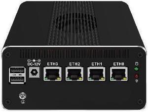 HUNSN Micro Firewall Appliance, Mini PC, Intel N100, RJ52k, VPN, Router PC, 4 x 2.5GbE I226-V, Type-C, SIM Slot, TF Slot, DP, HDMI, 5 x USB2.0, USB3.0, Barebone, NO RAM, NO Storage, NO System