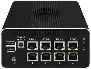 HUNSN Micro Firewall Appliance, Mini PC, Intel N100, RJ51k, VPN, Router PC, 8 x 2.5GbE I226-V, Type-C, SIM Slot, TF Slot, DP, HDMI, 5 x USB2.0, USB3.0, Barebone, NO RAM, NO Storage, NO System