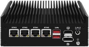 HUNSN Triple Display Micro Firewall Appliance, Mini PC, PFSense, Alder Lake-N I3 N305, RJ35, Mikrotik, OPNsense, VPN, Router PC, 2 x HDMI, DP, 4 x 2.5GbE I226-V, 0 RAM, 0 Storage, Barebone No System