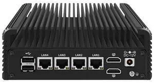 HUNSN Micro Firewall Appliance, Mini PC, PFSense, Mikrotik, J6412, RJ09, OPNsense, Untangle, Sophos, Kerio, VPN, Router PC, 4 x 1GbE LAN, 2 x HDMI, 2 x COM, 0 RAM, 0 Storage, Barebone No System
