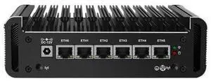 HUNSN Micro Firewall Appliance, Mini PC, PFSense, Mikrotik,Alder Lake-N 12th Gen N100, RJ47, OPNsense, VPN, Router PC,  6 x 2.5GbE I226-V LAN, HDMI, 0 RAM, 0 Storage, Barebone No System