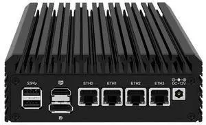 HUNSN Micro Firewall Appliance, Mini PC, pFsense, Mikrotik, Alder Lake-N 12th Gen N200, RJ36, OPNsense, VPN, Router PC, GPIO, TF Slot, HDMI, DP, 4 x 2.5GbE I226-V, 8G DDR5 RAM, 256G SSD