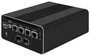 HUNSN Micro Firewall Appliance, Mini PC, pFsense, Mikrotik, N100, RJ50k, OPNsense, VPN, Router PC, 4 x 2.5GbE I226-V, 2 x SFP+ Optical 10Gbe 82599ES, Type-C, SIM Slot, TF, 8G RAM, 128G SSD