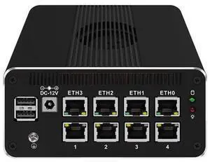 HUNSN Micro Firewall Appliance, Mini PC, VPN, Router PC, N100, RJ51k, 8 x 2.5GbE I226-V, Type-C, SIM Slot, TF Slot, DP, HDMI, 5 x USB2.0, USB3.0, Barebone, NO RAM, NO Storage, NO System