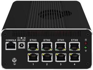 HUNSN Micro Firewall Appliance, Mini PC, RJ51, Intel Core I5 1135G7, pFsense, Mikrotik, OPNsense, VPN, Router PC, 8 x 2.5GbE I226-V, HDMI, DP, Type-C for data/display, Console, 4G RAM, 128G SSD