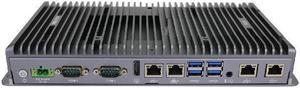 HUNSN Fanless Mini PC, Industrial Computer, IPC, Core I5 10310U, IX02, Windows 11 or Linux Ubuntu, TPM2.0, 9-36V, Watchdog, WOL, 4G supported, 4 x LAN, 4 x COM, 0 RAM, 0 Storage, Barebone No System