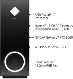 HP OMEN 30L GT13-0024 AMD Ryzen R7-3700X 3.6GHz-CPU 16GB-RAM 256GB-SSD 1TB-HDD RTX2060-6GB Windows 10 Home
