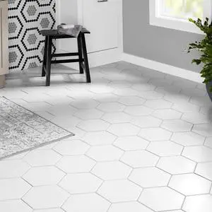 PURE White 10" Hexagon Porcelain Tile