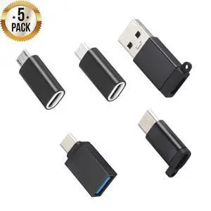 USB C to USB 3.0 Adapter,USB-C Adapters, CMX 5Pack USB Type C to Micro USB (Male to Female to Female to Male) Compatible with MacBook Google Pixel, Nexus, and More
