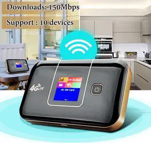 4G LTE Mobile WiFi Router Wireless Pockets Secure Hotspot 150Mbps High Speed 8000mAh Charger Support SIM TF Card Slot