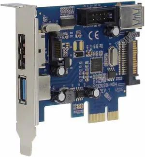 PCI express to 2 ports USB3.0 + Power eSATA Converter Card with 9pin USB + 15pin SATA Power Socket